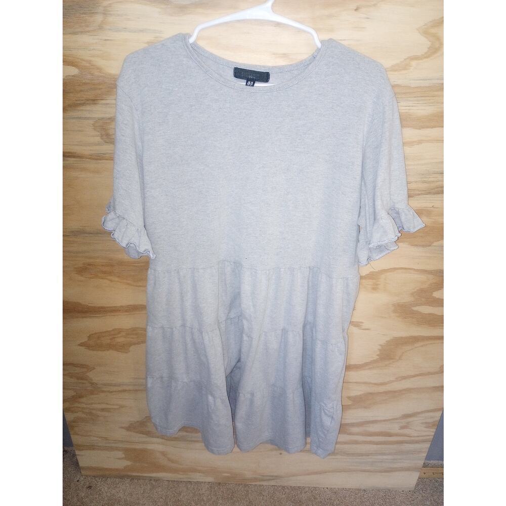 Women's Missguided Grey Tiered Ruffle Tunic‎ 12